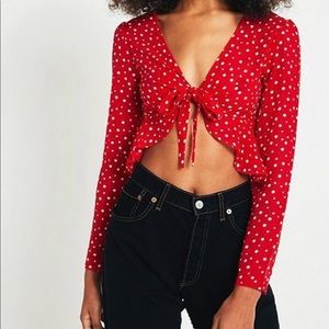 Polka dot tie front top
